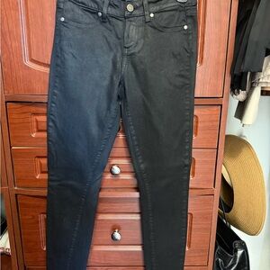PAIGE VERDUGO ANKLE Black Coated Denim Pants